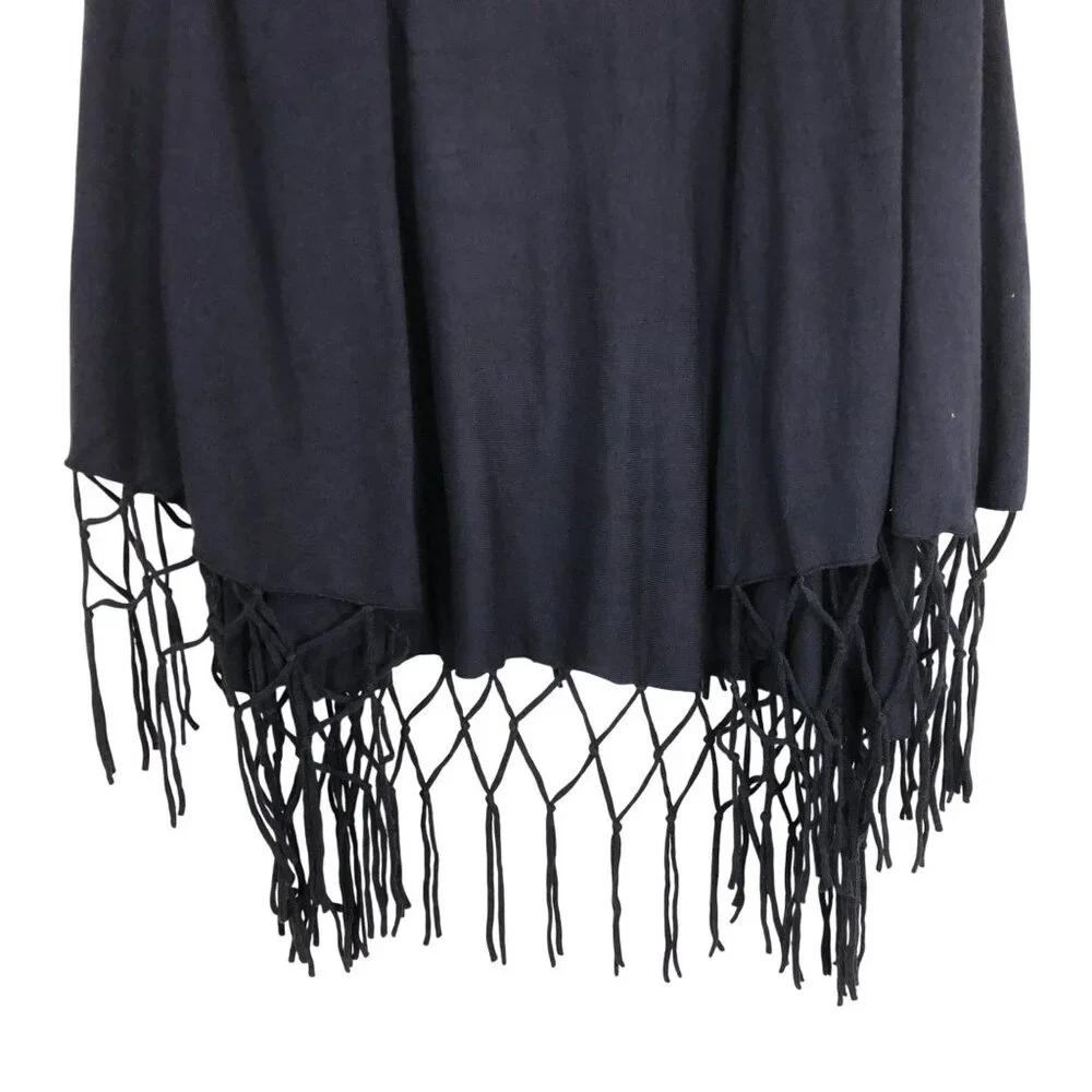 Love Stitch Fringe Knit Shawl Wrap With Open Front One Size Wommens